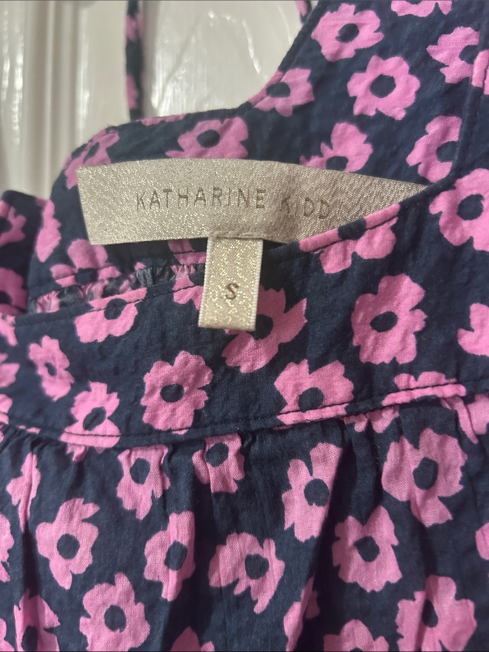 Navy Dress with Pink Floral Print